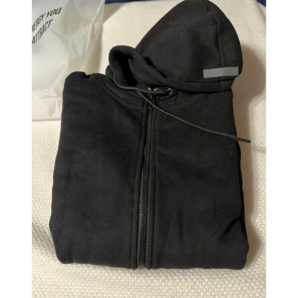 New Comfort Black Zip-Up Hoodie Sweatshirt – Size Small